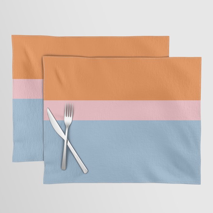 Color Block Striped Solid Orange Pink Light Blue Placemat Gallery Image 1