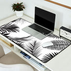 Black And White Palm Leaves Desk Mat Gallery Image 2