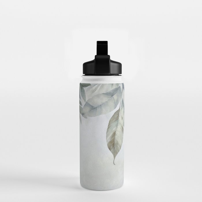 Calm Tropical Foliage Pastel Teal And Grey Water Bottle Gallery Image 2