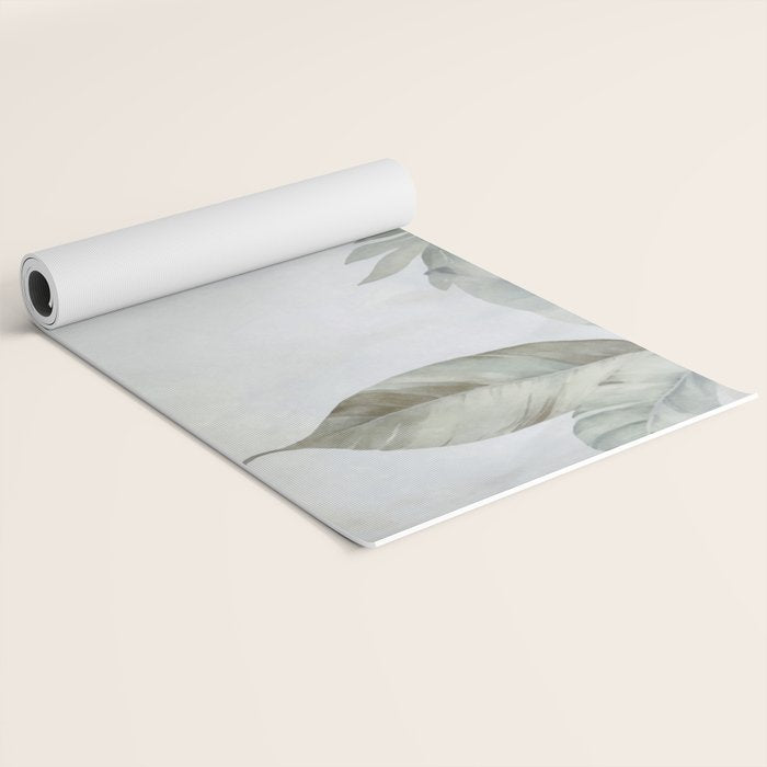 Calm Tropical Foliage Pastel Teal And Grey Yoga Mat Gallery Image 2
