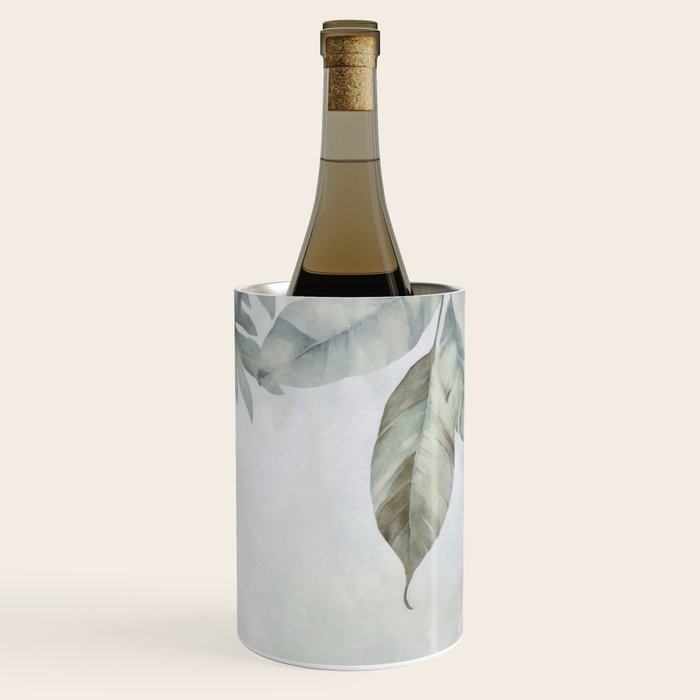 Calm Tropical Foliage Pastel Teal And Grey Wine Chiller Gallery Image 3