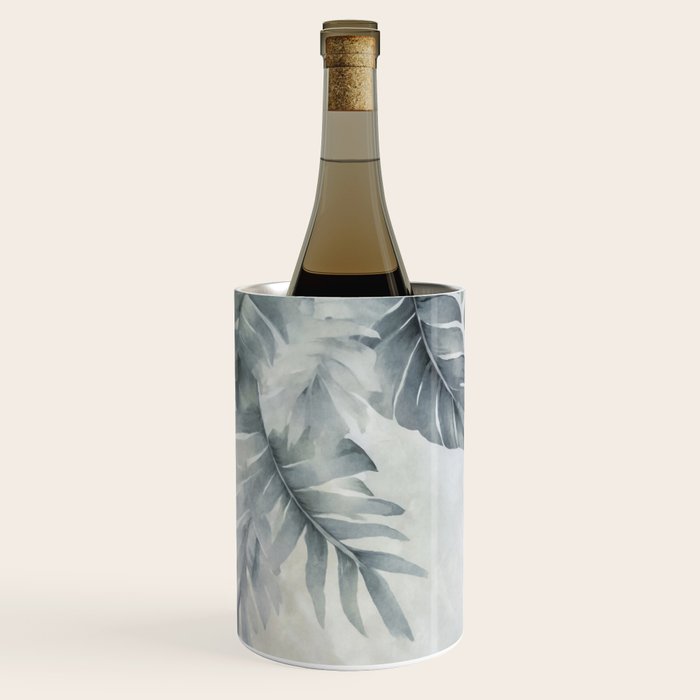 Calm Tropical Foliage Pastel Teal And Grey Wine Chiller Gallery Image 2