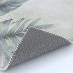 Calm Tropical Foliage Pastel Teal And Grey Rug Gallery Image 4