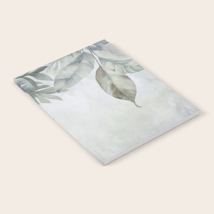 Calm Tropical Foliage Pastel Teal And Grey Notebook Gallery Image 1