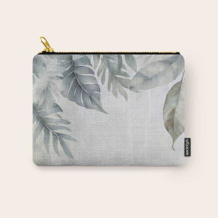 Calm Tropical Foliage Pastel Teal And Grey Carry All Pouch Gallery Image 1