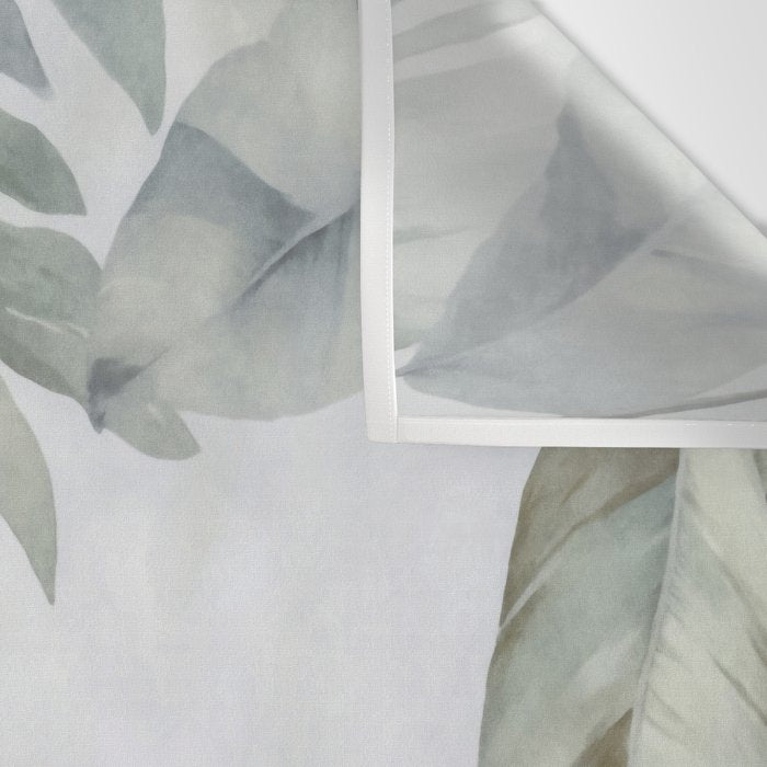 Calm Tropical Foliage Pastel Teal And Grey Wall Tapestry Gallery Image 3