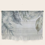 Calm Tropical Foliage Pastel Teal And Grey Wall Hanging Gallery Image 1