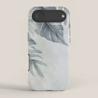 Calm Tropical Foliage Pastel Teal And Grey iPhone Case Gallery Image 2