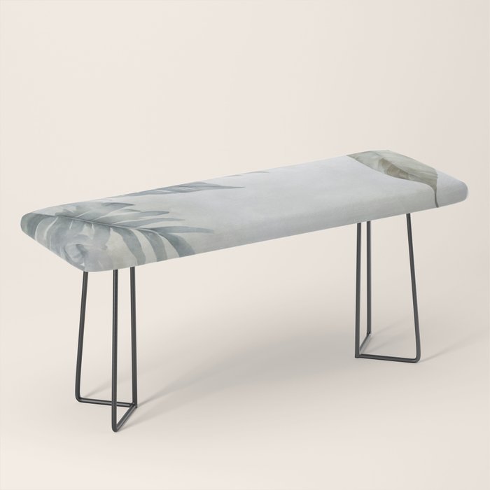 Calm Tropical Foliage Pastel Teal And Grey Bench Gallery Image 1