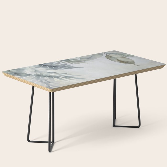 Calm Tropical Foliage Pastel Teal And Grey Coffee Table Gallery Image 1