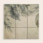 Calm Tropical Foliage Pastel Teal And Grey Wood Wall Art Gallery Image 1