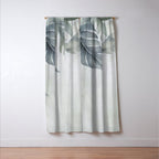 Calm Tropical Foliage Pastel Teal And Grey Window Curtain Gallery Image 3