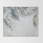 Calm Tropical Foliage Pastel Teal And Grey Throw Blanket Gallery Image 2