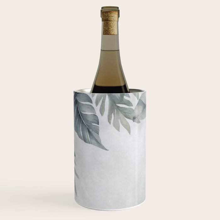 Calm Tropical Foliage Pastel Teal And Grey Wine Chiller Gallery Image 1