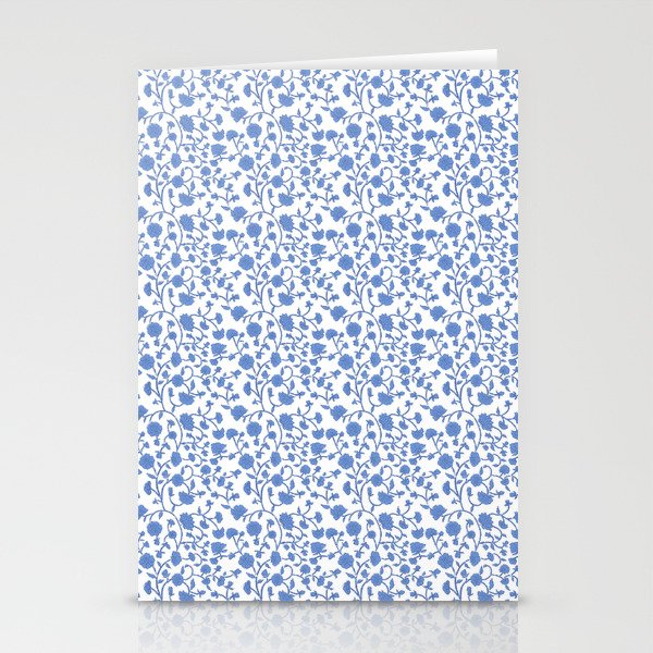 Small Trailing Block Print - Cobalt Blue White Stationery Card Gallery Image 1