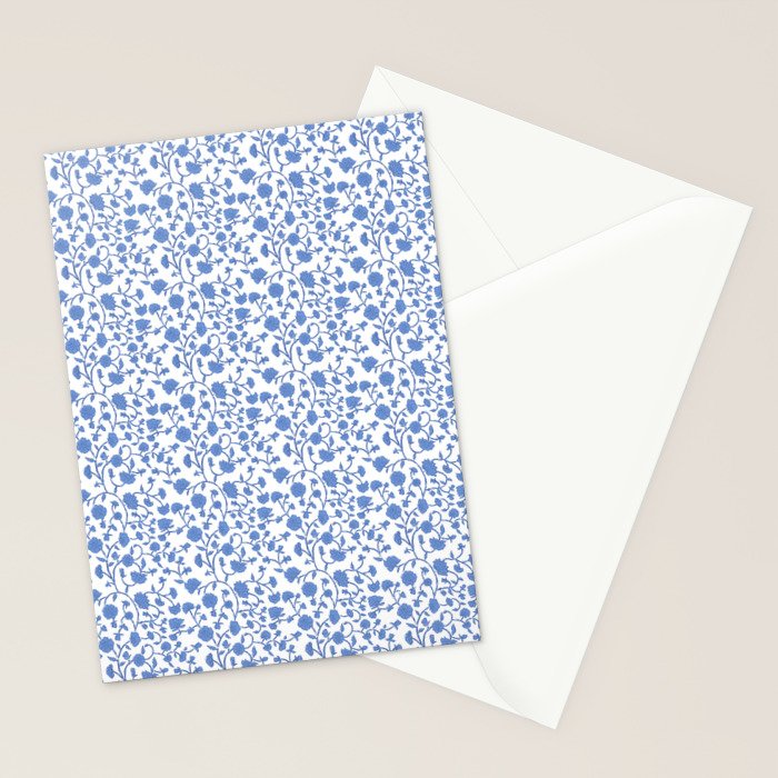 Small Trailing Block Print - Cobalt Blue White Stationery Card Gallery Image 2