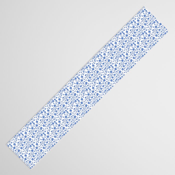 Small Trailing Block Print - Cobalt Blue White Table Runner Gallery Image 3