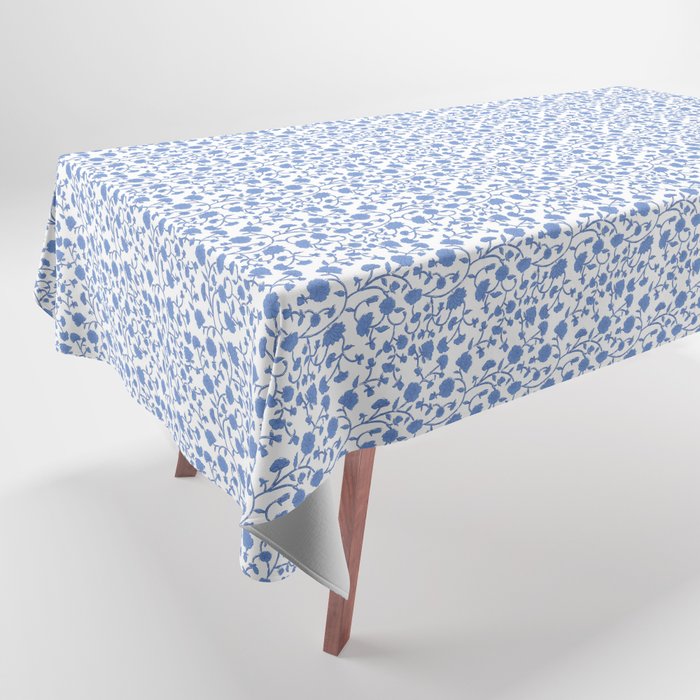 Small Trailing Block Print - Cobalt Blue White Tablecloth Gallery Image 1