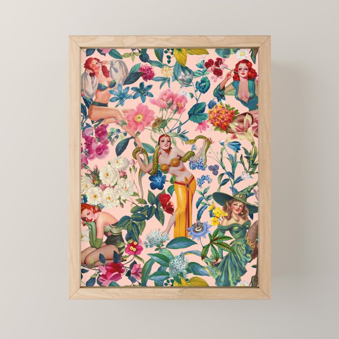 Floral and Pin-Up Girls V - II Mini Art Print Gallery Image 1