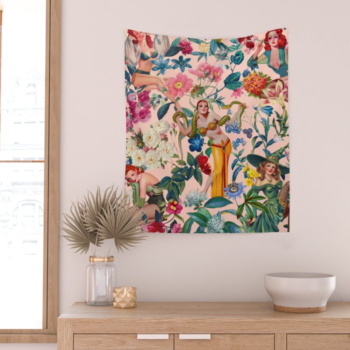 Floral and Pin-Up Girls V - II Wall Tapestry Gallery Image 2