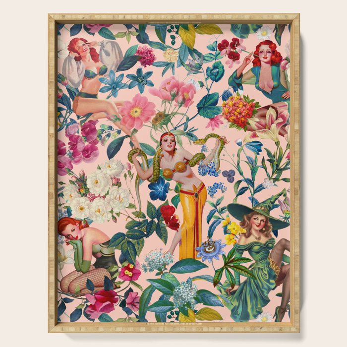 Floral and Pin-Up Girls V - II Serving Tray Gallery Image 1
