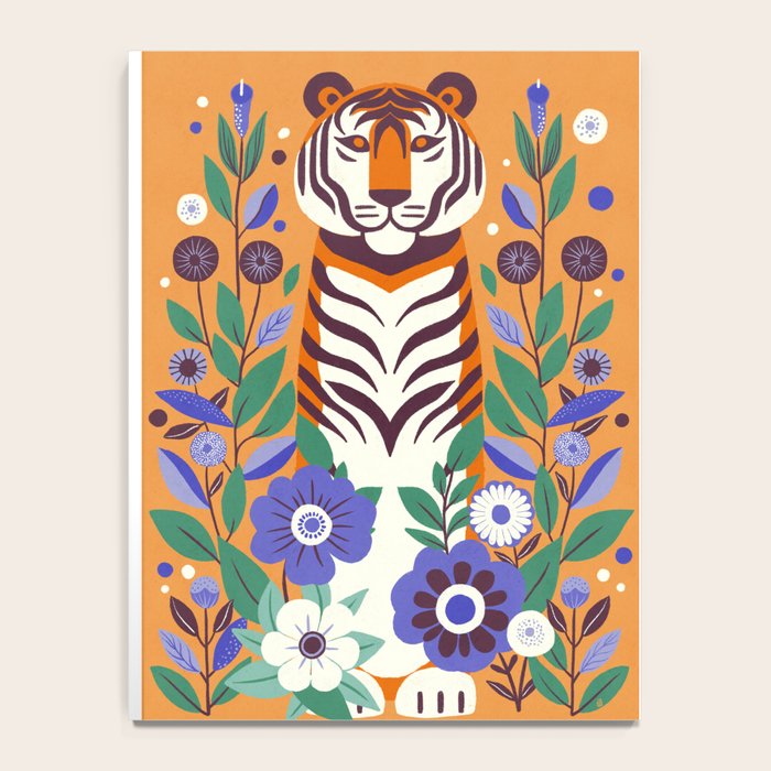 Floral Tiger in a Bold Jungle - Vibrant Botanical Wildlife Art Notebook Gallery Image 4