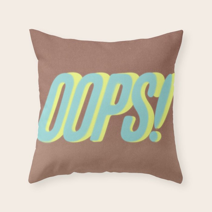 Oops Again Inspired by PANTONE 17 1230 Mocha Mousse Throw Pillow Gallery Image 1