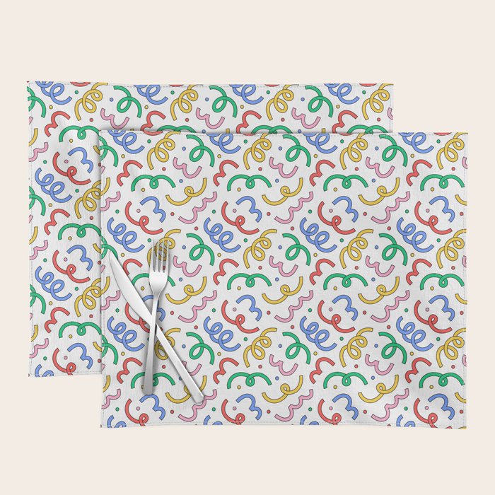 Colorful abstract fun line doodle pattern Placemat Gallery Image 1