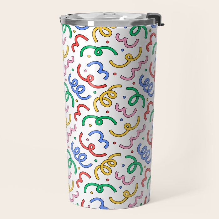 Colorful abstract fun line doodle pattern Travel Mug Gallery Image 2