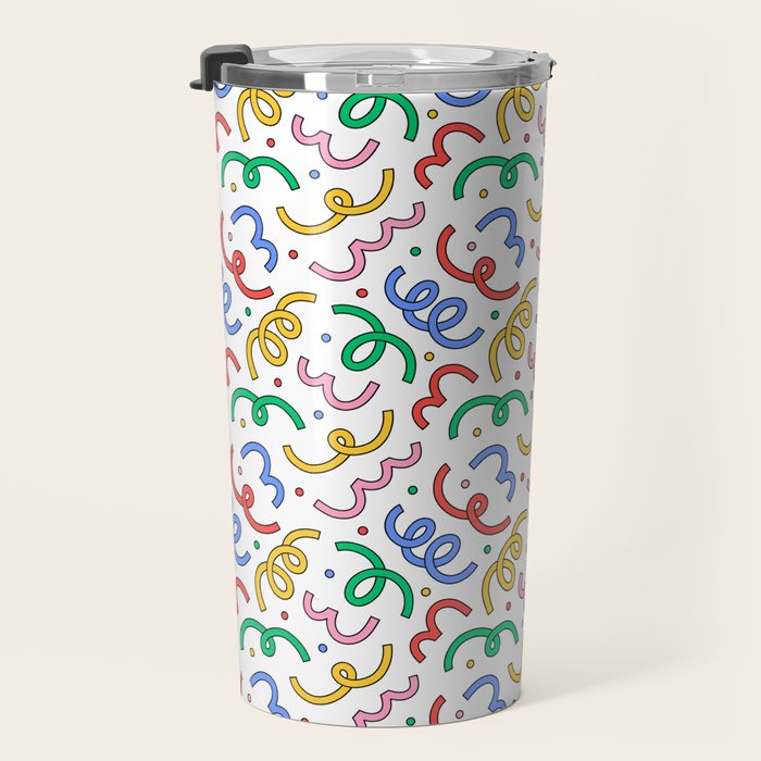 Colorful abstract fun line doodle pattern Travel Mug Gallery Image 3