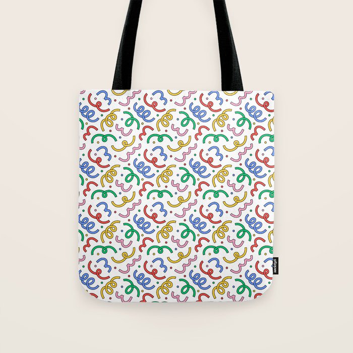 Colorful abstract fun line doodle pattern Tote Bag Gallery Image 1