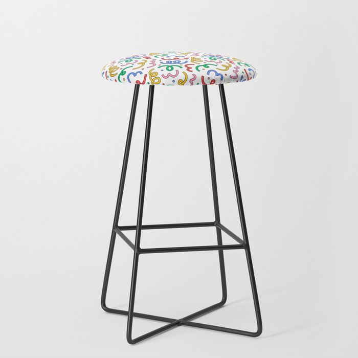 Colorful abstract fun line doodle pattern Stool Gallery Image 1