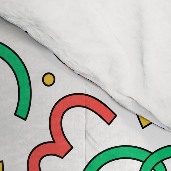 Colorful abstract fun line doodle pattern Comforter Gallery Image 4