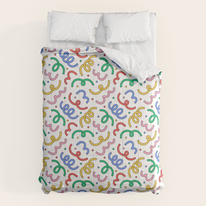 Colorful abstract fun line doodle pattern Comforter Gallery Image 1