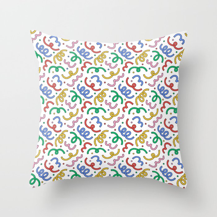 Colorful abstract fun line doodle pattern Throw Pillow Gallery Image 6