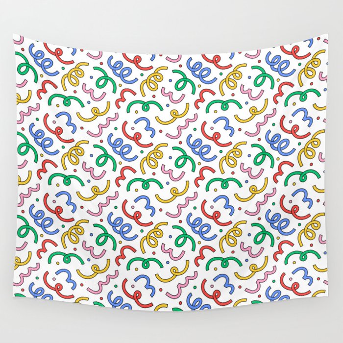 Colorful abstract fun line doodle pattern Wall Tapestry Gallery Image 4