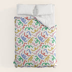 Colorful abstract fun line doodle pattern Duvet Cover Gallery Image 6
