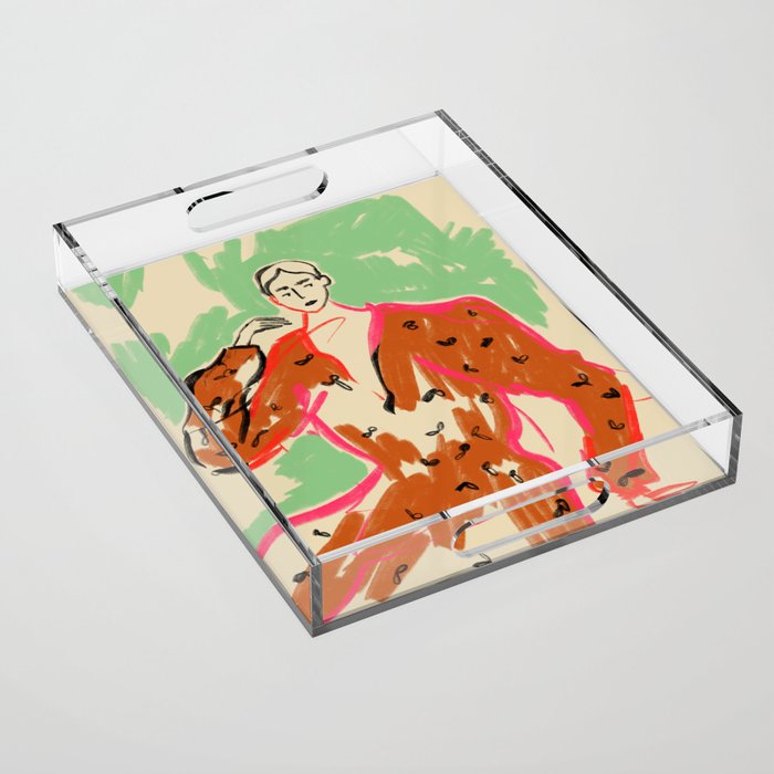 WOMAN IN A TERRACOTTA DRESS Acrylic Tray Gallery Image 1
