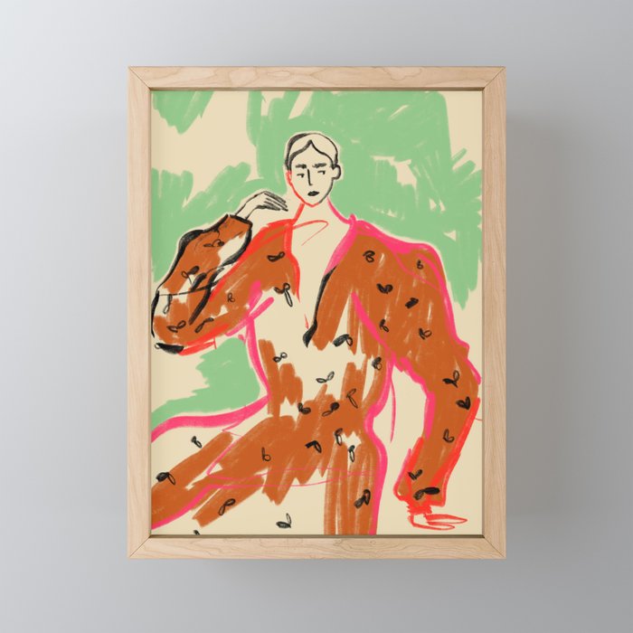 WOMAN IN A TERRACOTTA DRESS Mini Art Print Gallery Image 1
