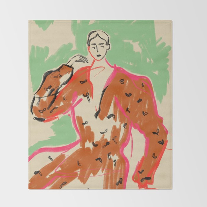 WOMAN IN A TERRACOTTA DRESS Throw Blanket Gallery Image 2