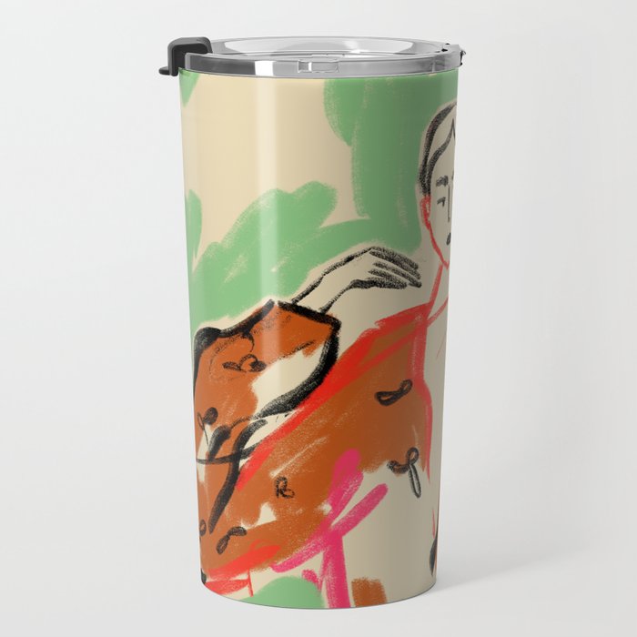 WOMAN IN A TERRACOTTA DRESS Travel Mug Gallery Image 3