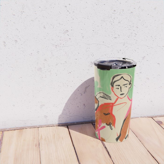 WOMAN IN A TERRACOTTA DRESS Travel Mug Gallery Image 4