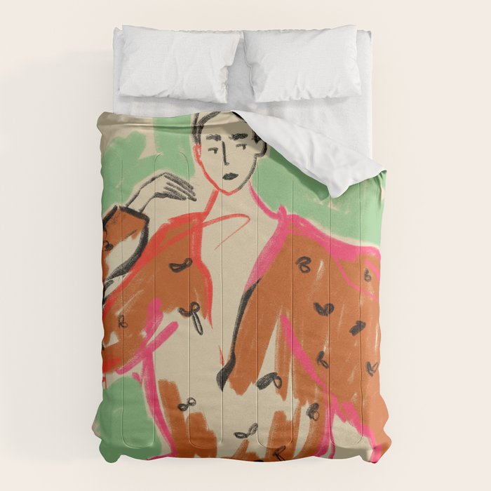 WOMAN IN A TERRACOTTA DRESS Comforter Gallery Image 6