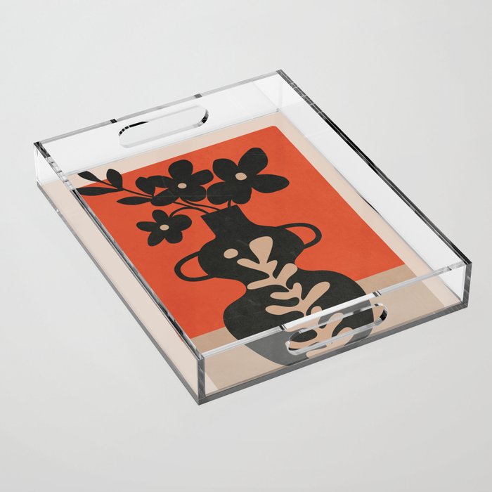 Floral Silhouette 5 Acrylic Tray Gallery Image 1