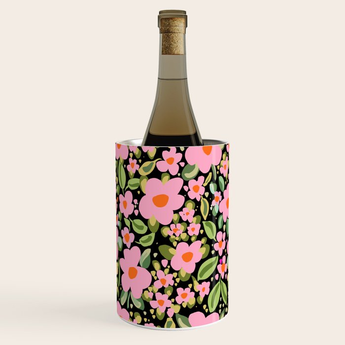 Retro vintage pink daisies pattern  Wine Chiller Gallery Image 3
