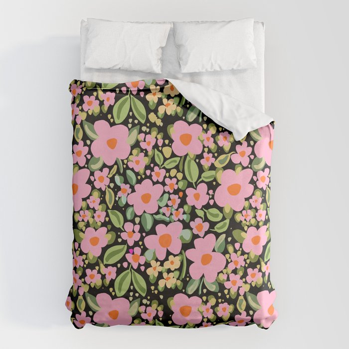 Retro vintage pink daisies pattern  Duvet Cover Gallery Image 6