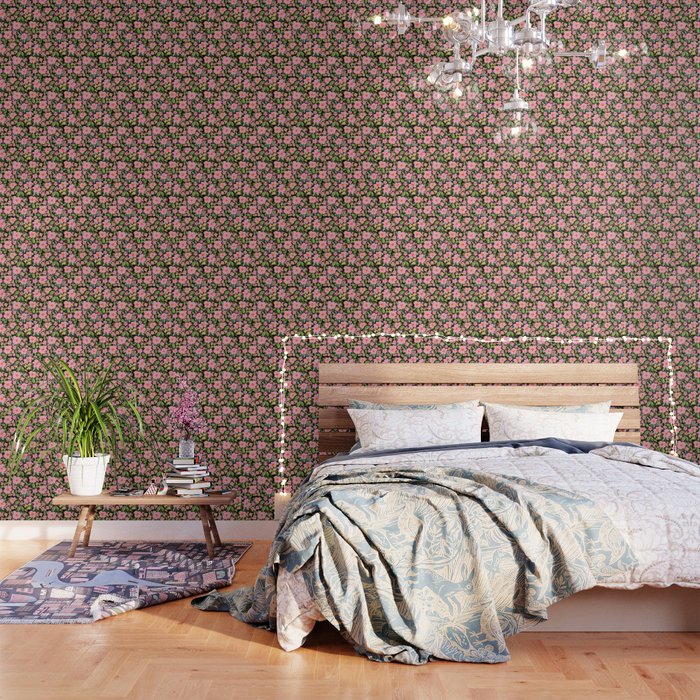 Retro vintage pink daisies pattern  Wallpaper Gallery Image 3