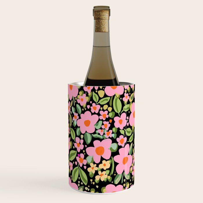 Retro vintage pink daisies pattern  Wine Chiller Gallery Image 1