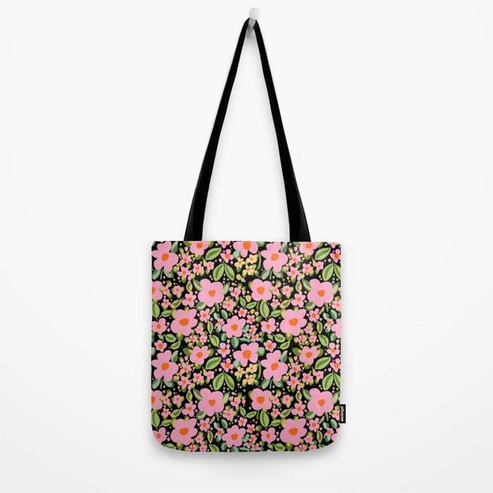 Retro vintage pink daisies pattern  Tote Bag Gallery Image 2