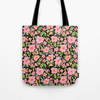 Retro vintage pink daisies pattern  Tote Bag Gallery Image 1